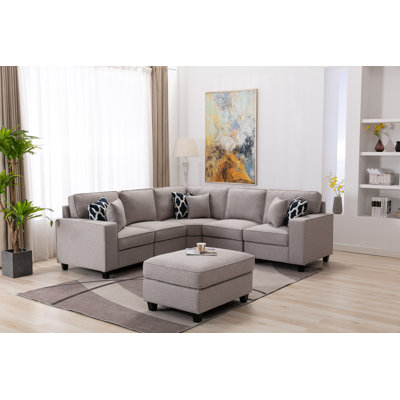 Amyya 106.6" Wide Symmetrical Modular Corner Sectional with Ottoman