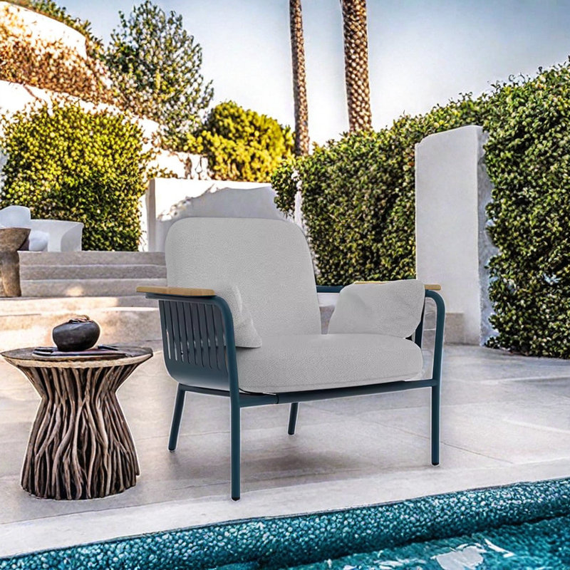 Outdoor Lounge Chair, Gray, Blue