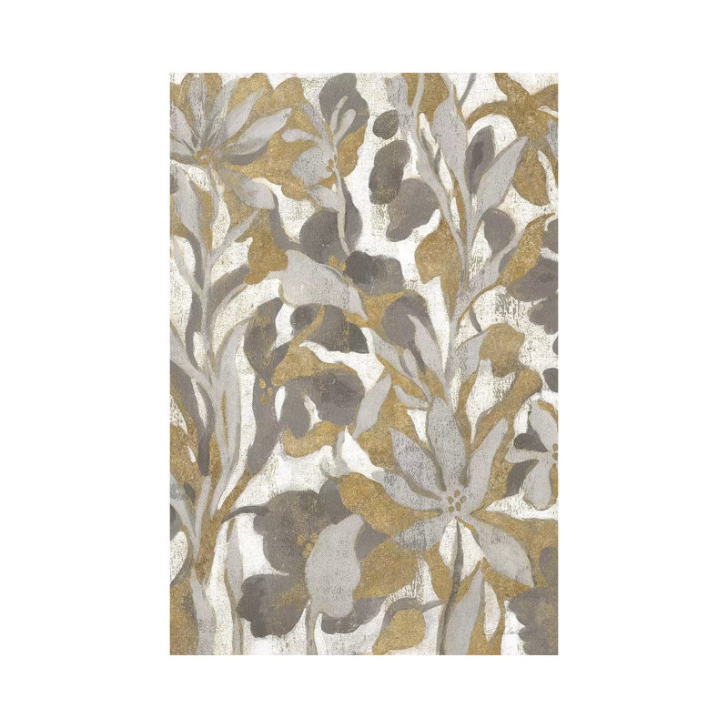 Painted Tropical Screen I Grey Gold by Silvia Vassileva - Wrapped Canvas Painting, 66.04cm H x 45.72cm W x 1.91cm D