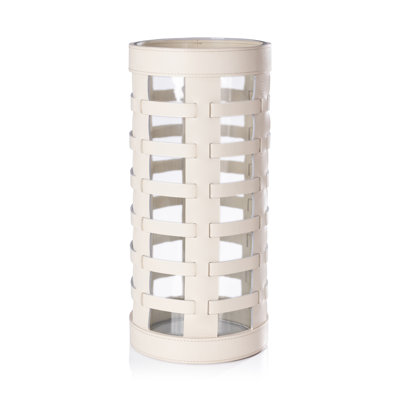 Nappa Woven Leather Glass Hurricane/ Vase