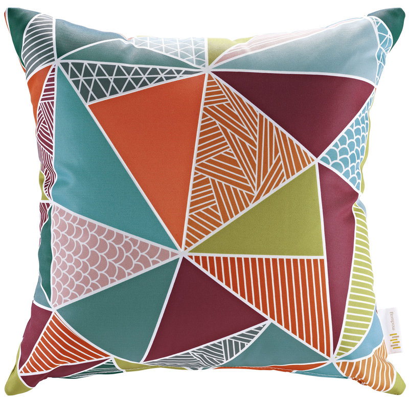 Mosaic Multicolor Geometric Outdoor/Indoor Square Throw Pillow