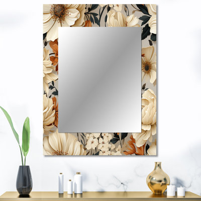 Armoira Boho Earthy Blooms Poppies Bloom - grand miroir mural floral, miroir Cottage unique, impression sur métal
