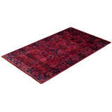 Overdyed Hand-Knotted Wool Modern-Contemporary Red Area Rug 3' 1" x 5' 1"