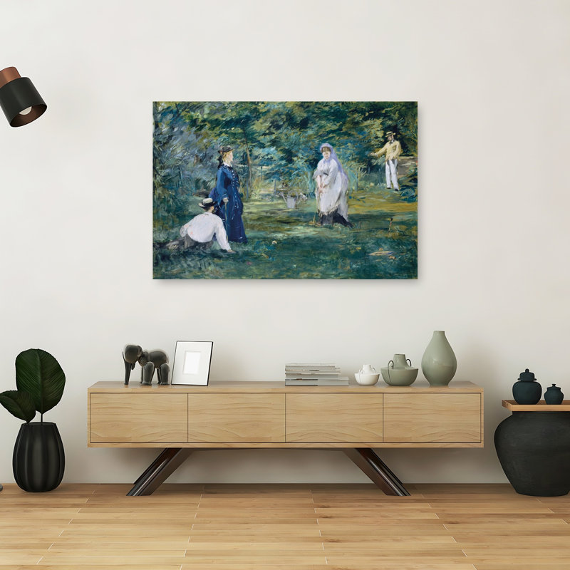 Une partie de croquet, 1873. Affiche murale abstraite contemporaine représentant un arbre d'été., H 40 po x l 60 po