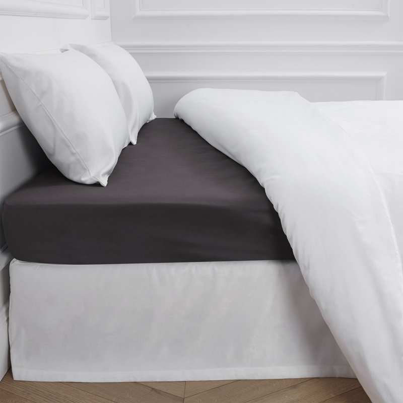 Aurore 100% Cotton Fitted Sheet, Double (4'6), Anthracite