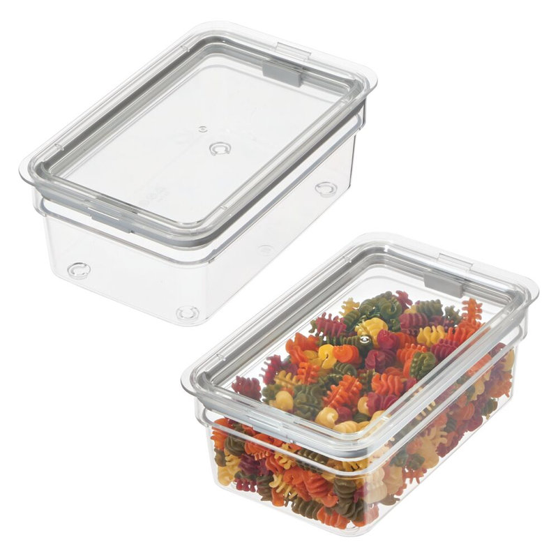 Panier de rangement moyen iDesign avec couvercle hermétique pour rangement de cuisine ou de garde-manger - ensemble de 2 - transparent