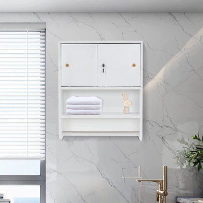 Dawit Wall Mounted Bathroom Storage Cabinet with Sliding Doors