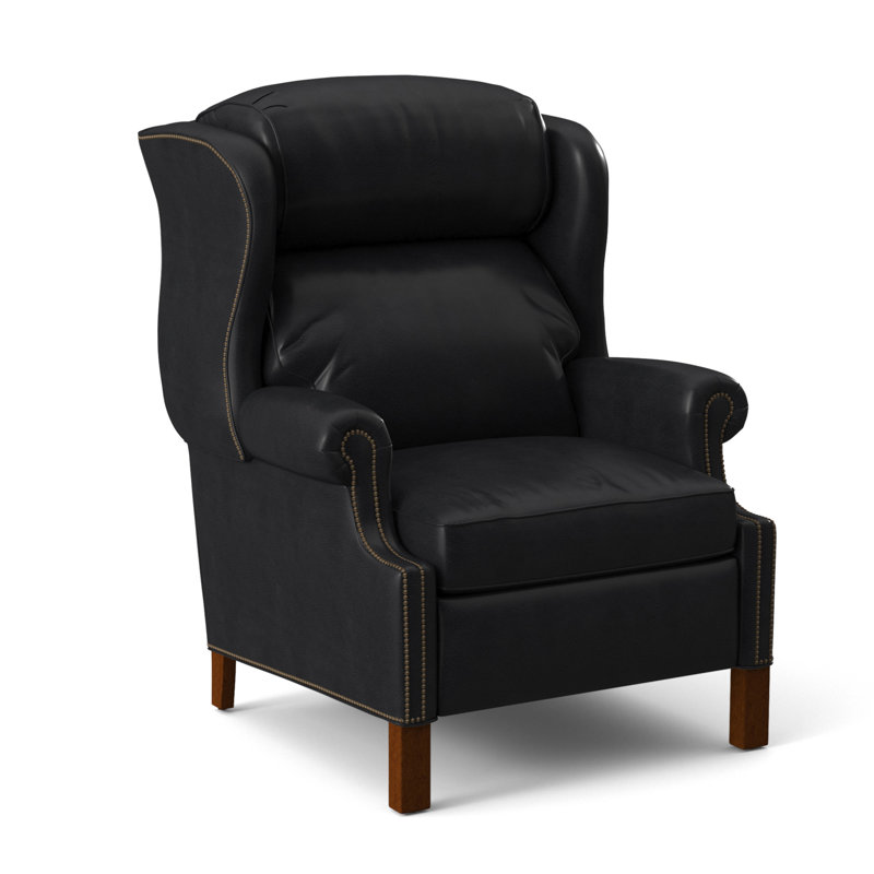 Chippendale Recliner, #9 Natural, Outsider Raven Genuine Leather, Plantation