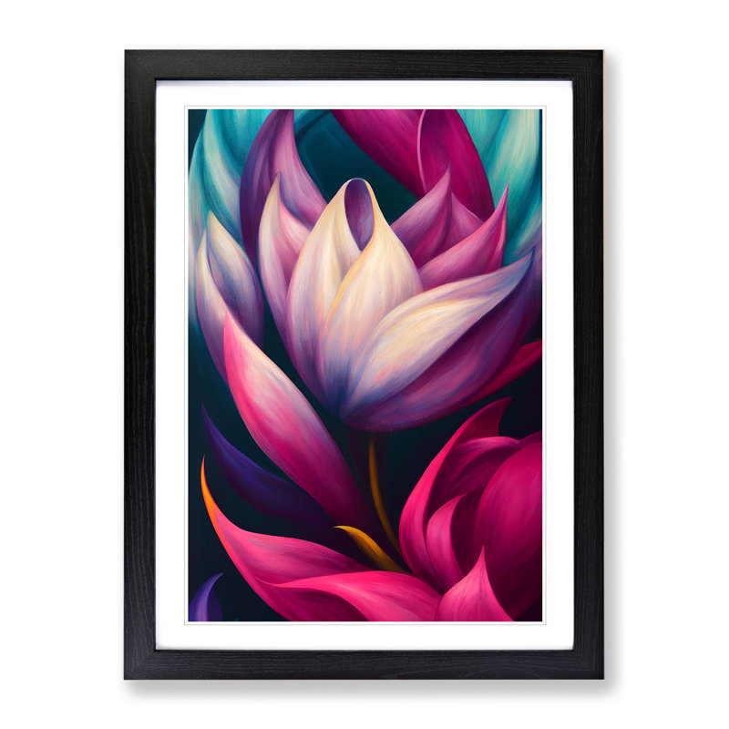 Thrilling Flower - Single Picture Frame Print, 64cm H x 46cm W x 2cm D, Black 
