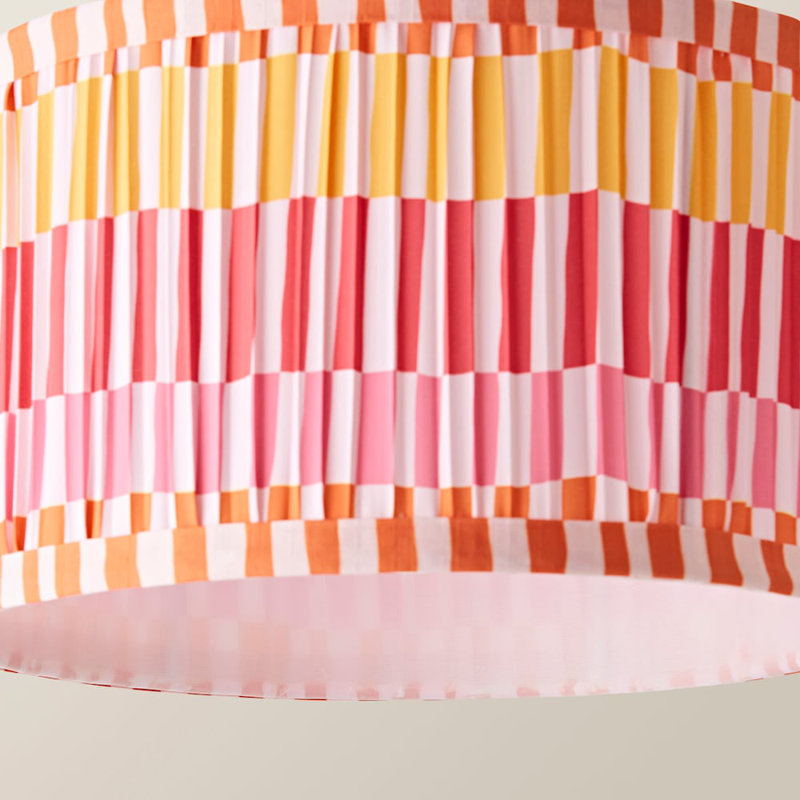Sulai Drum Cotton Blend Lamp Shade ( Slip-On ) in Cream and Red, Pink