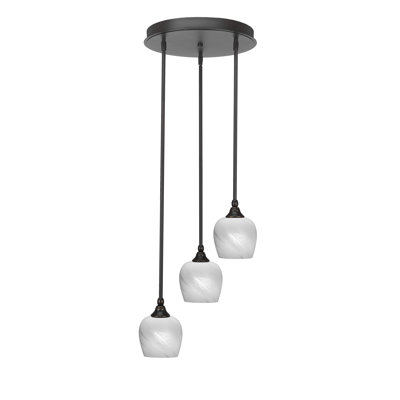 Darcella 3 Light Stem Hung Cluster Pendalier With 6" Glass