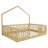 Full Montessori Floor Bed with High Rails & Built-In Light, Wooden Floor Bed for Kids Boys and Girls, Natural-387095275-387095286
