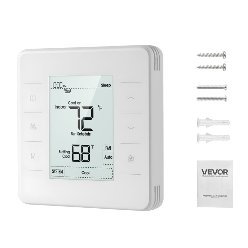 Thermostat programmable 7 jours pour climatiseur avec pompe à chaleur - blanc