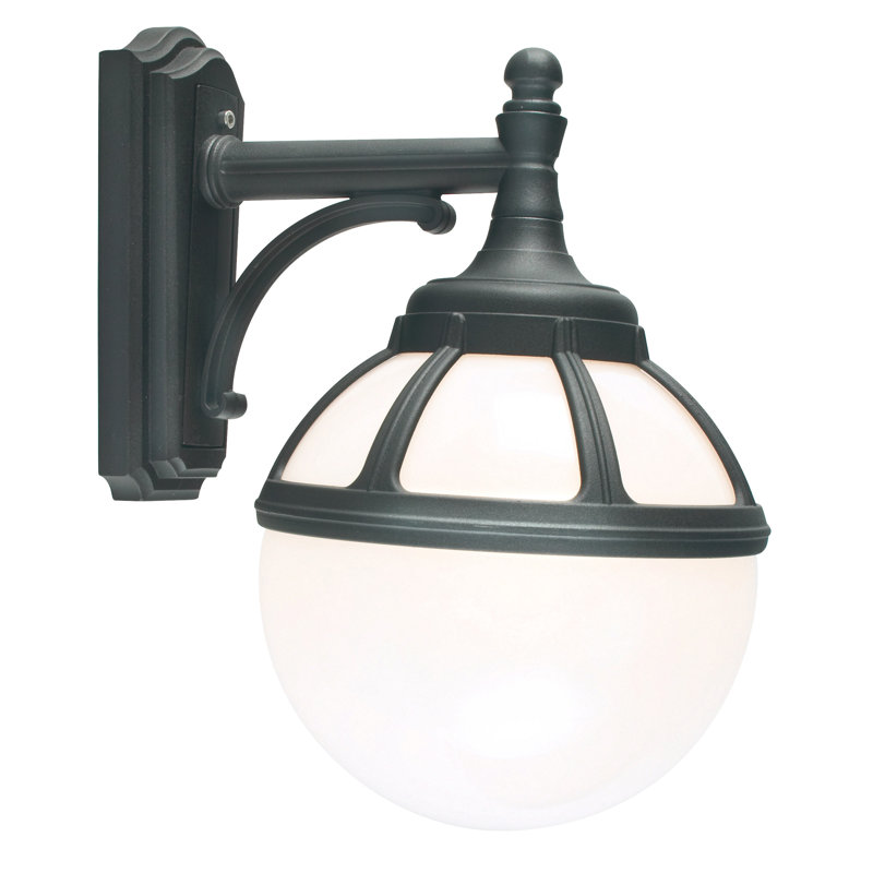 Uckfield Outdoor Sconce, Black with Opal Shade
