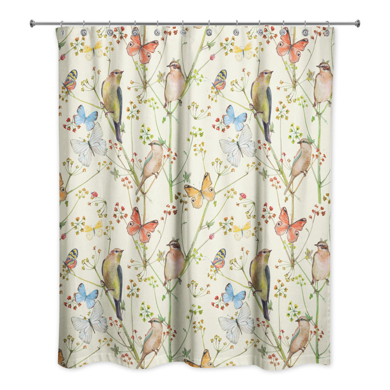 Perine Floral Shower Curtain, Cream