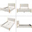 Base de lit tapissier moderne de style moderne Mid-Century avec tête de lit capitonnée et pieds en bois massif, aucun sommier nécessaire-536550831
