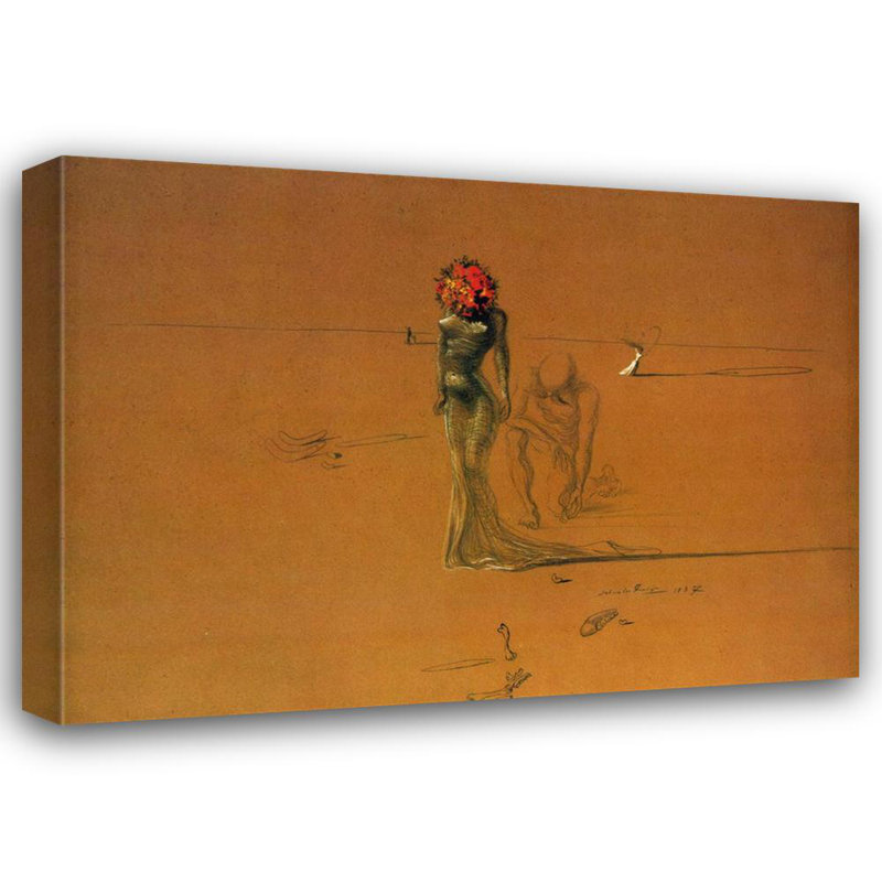 Femme avec tête de fleurs, H 17 po x l 24 po