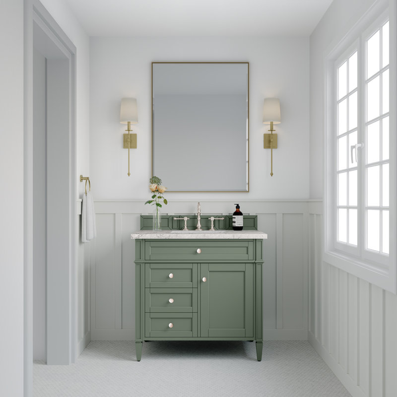 Brittany 36'' W Single Vanity, Eternal Jasmine Pearl, Smokey Celadon, 8" Widespread