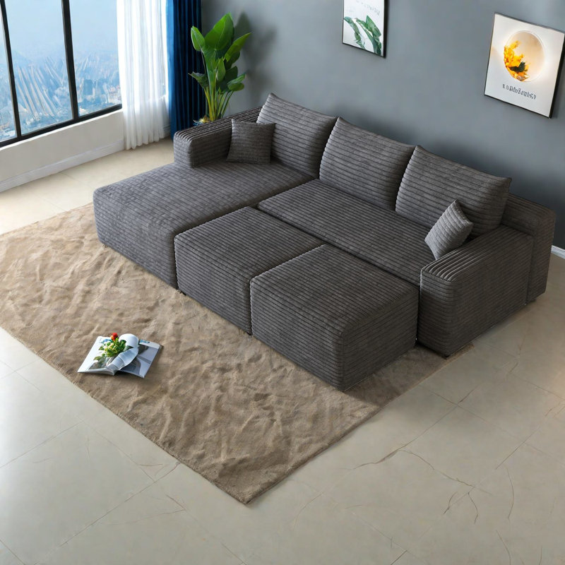 Canapé modulaire à compression en velours côtelé 95 pouces Compression Cloud