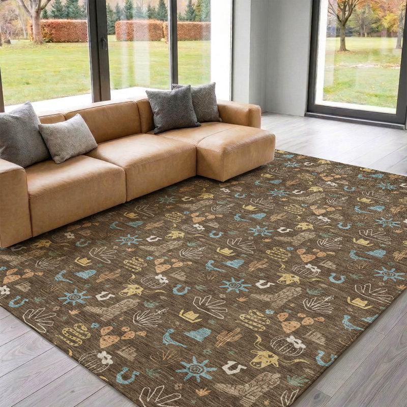 Tapis de qualité supérieure lavable à la machine Villers, Chocolat, 3' x 5'
