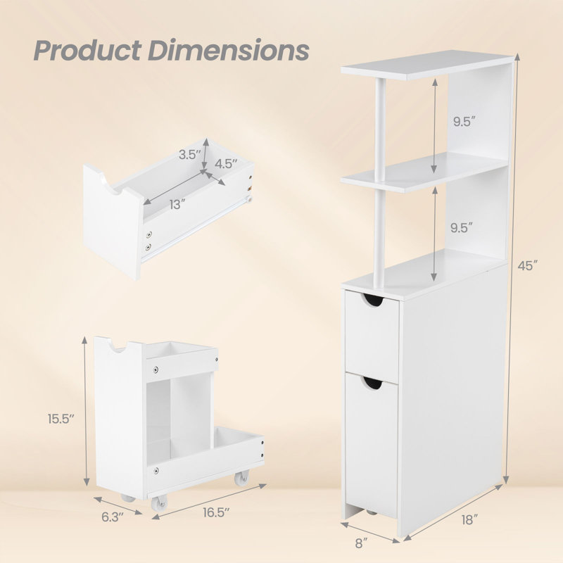 Armoire de rangement mince avec tablettes coulissantes et chariot coulissant pour la cuisine