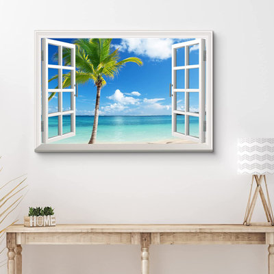 Window Scenery " Landscape Palm Tree On Tropical Beach "