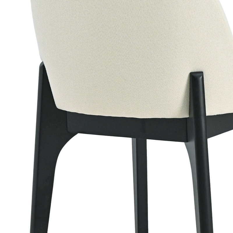 Chaise de salle à manger rembourrée en polyester 19,5 po avec pieds en bois massif noir (ensemble de 6), Green, 6