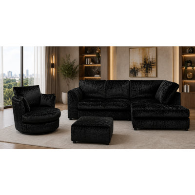 4 Seater Velvet Sofa & Chaise