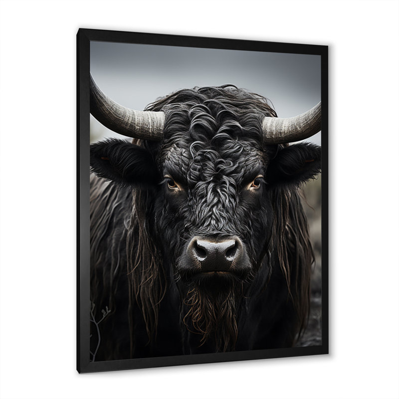 Bétail majestueux avec bovins sur toile, H 20 po x l 12 po x P 1 po, Cadre photo noir