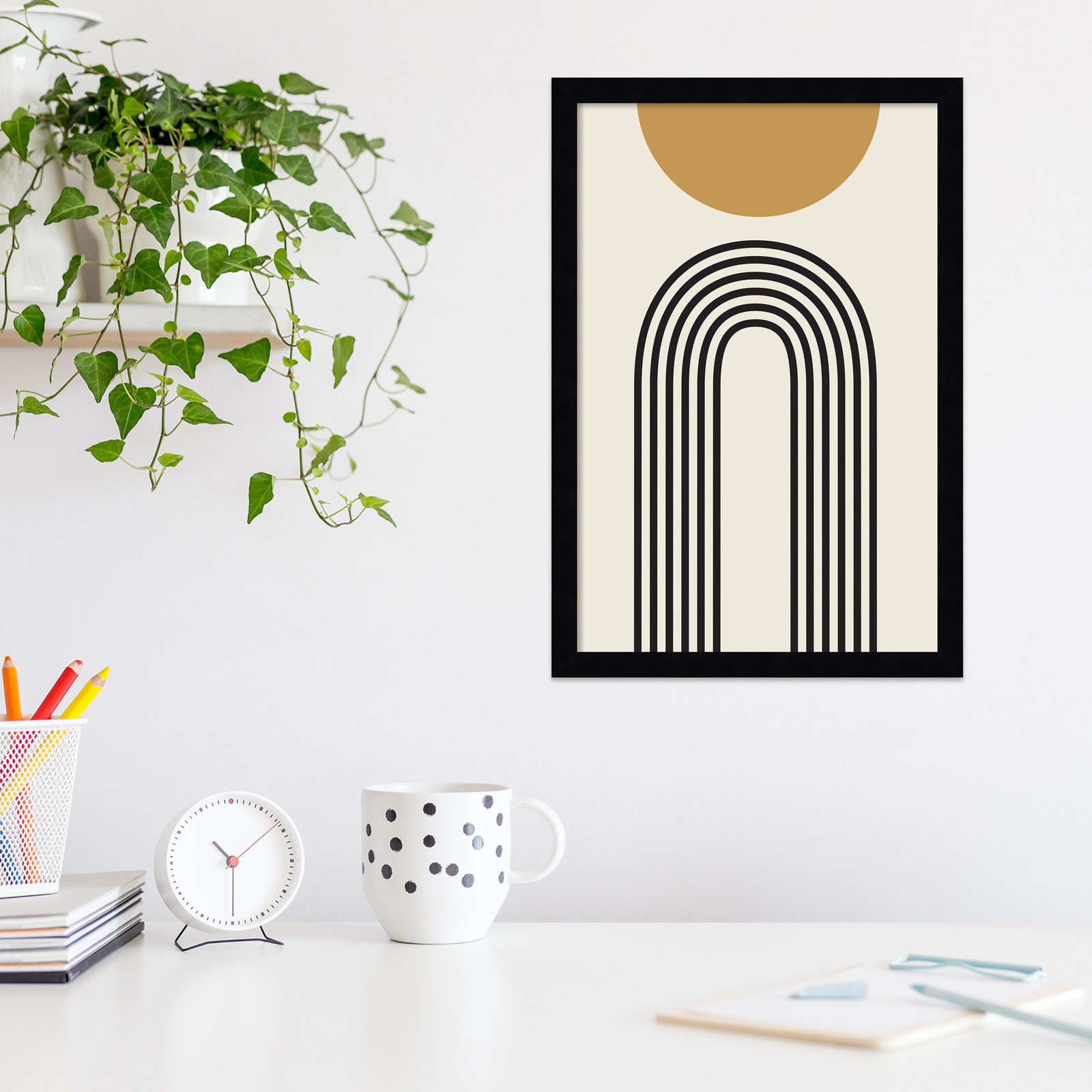 Retro Mountain Sunrise by The Creative Bunch Studio, Black, 19.25" H x 13.25" W x 0.88" D