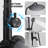 47" H Wall Mounted Stainless Steel Adjustable Height Outdoor Shower with Footwash Spout-111970809