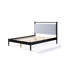 Structure de lit double en bois avec tête de lit moelleuse, cadre gris et noir-977514427