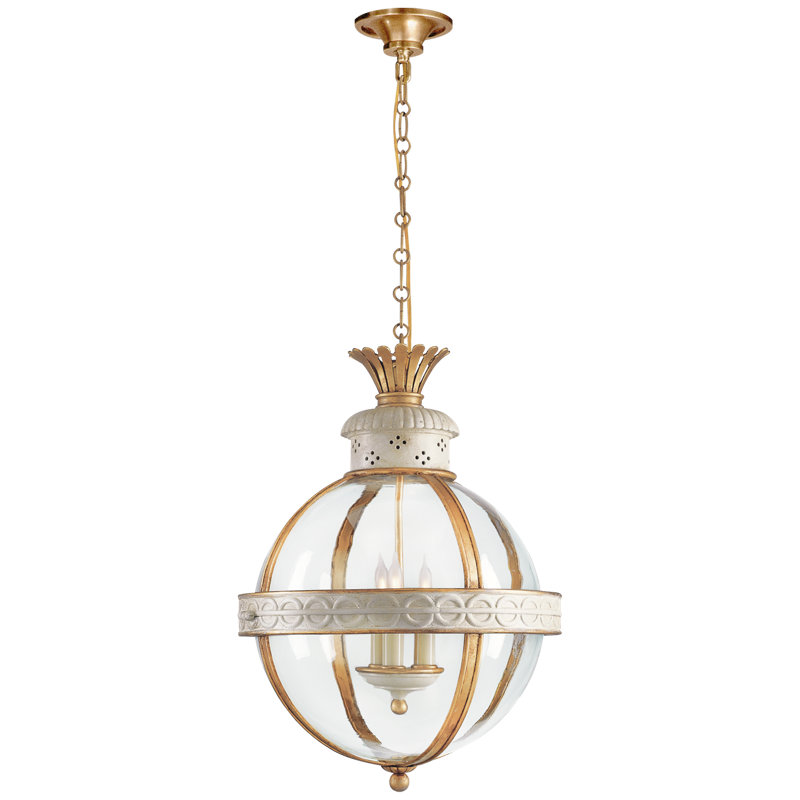 Chapman & Myers Crown Top Banded Globe Lantern, Antique White