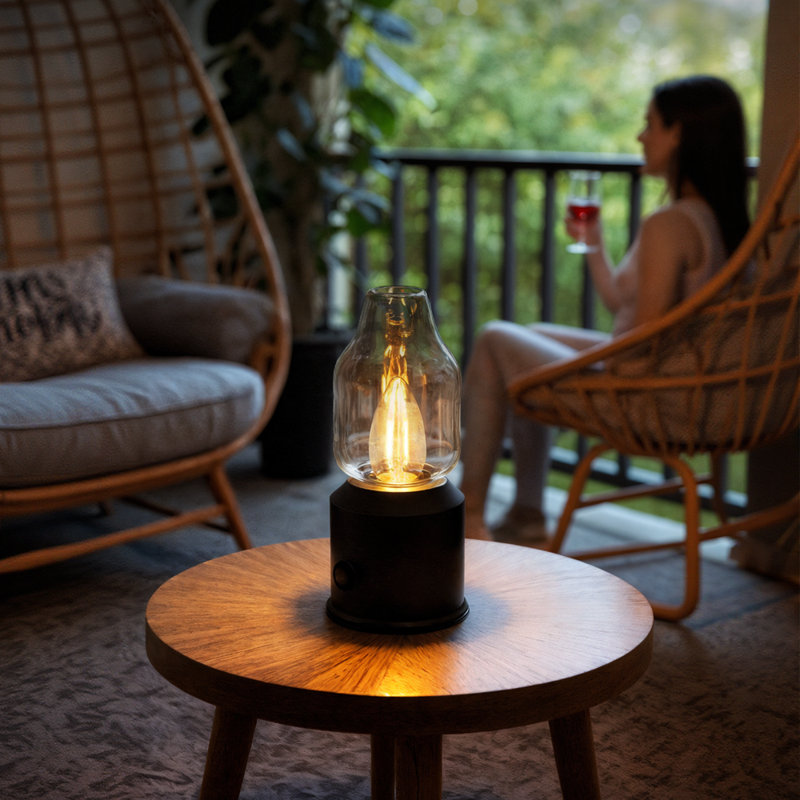 Lampe de table de camping portative rechargeable USB en verre Rodge Vintage