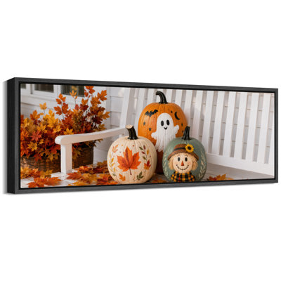 Automne porche citrouilles fantôme épouvantail décoration murale saisonnière