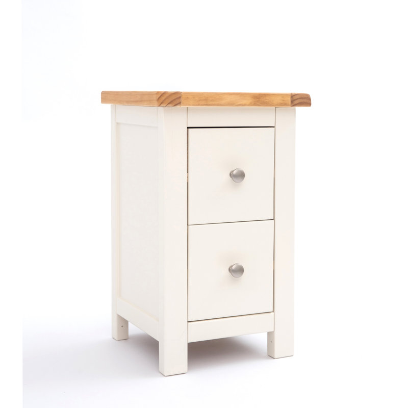 Aubusson 35cm W Bedside Table, Off White, Chrome