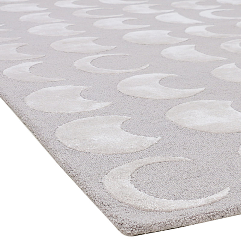 Dances In The Moonlight Geometric Area Rug in Ivory/Gray, Runner 2'6" x 7'