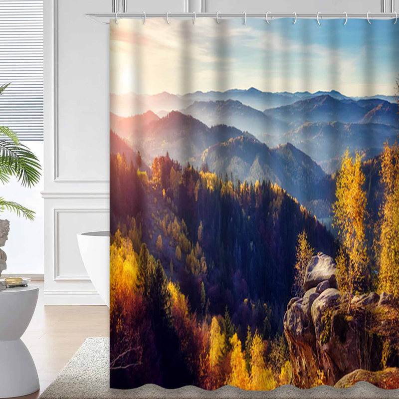 Rideau de douche avec 12 crochets Sunny Mountain, L 72 po x l 78 po