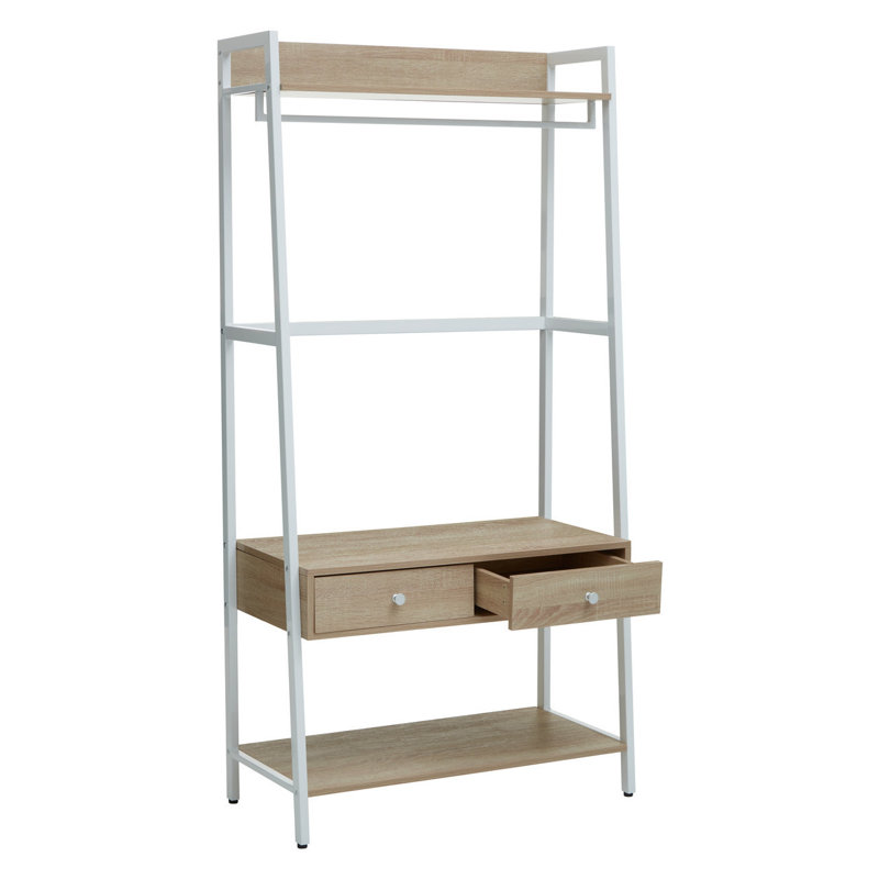 Haytham 84cm Clothing Rack, White, Natural Oak/White