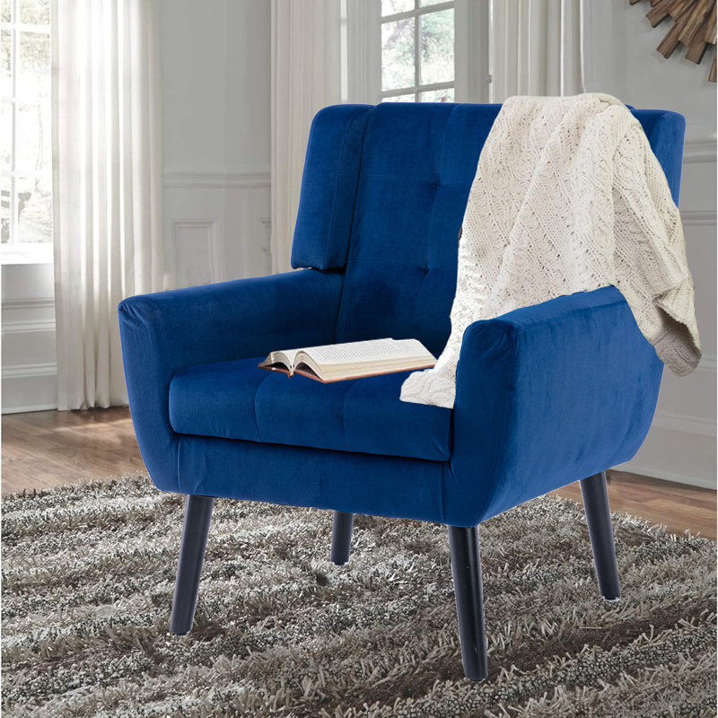 Fauteuil Xaelah, Velours bleu