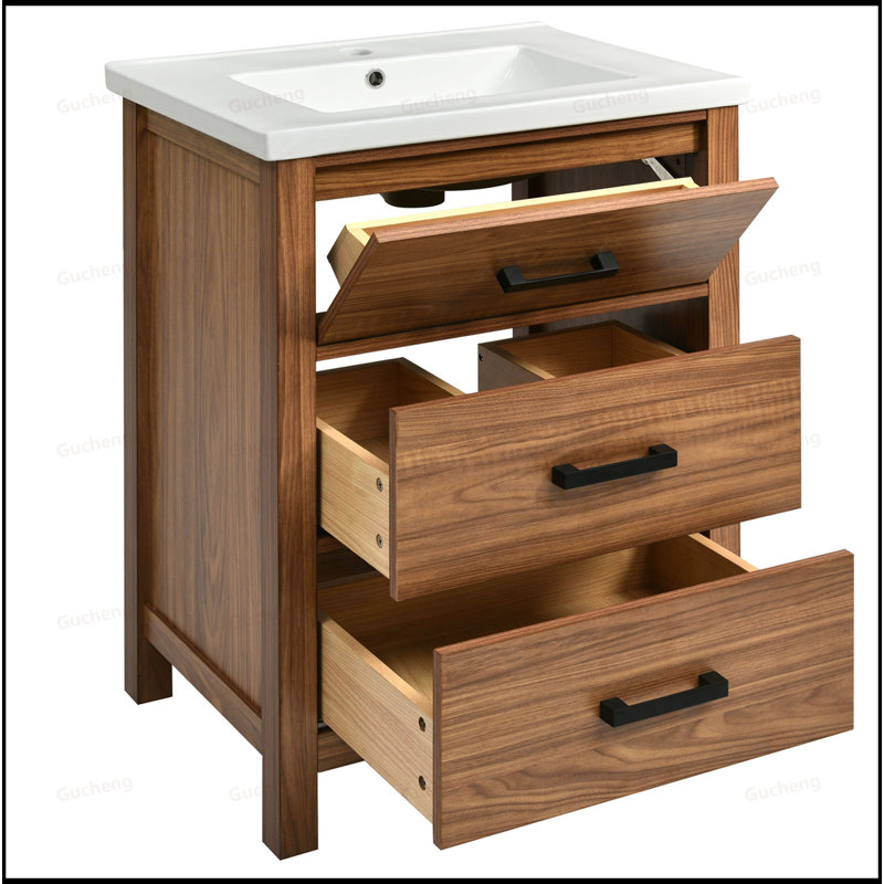 Petit meuble-lavabo 24 "avec lavabo en céramique