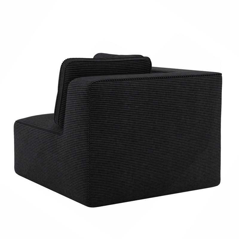 Canapé d'angle en velours côtelé, Black Corduroy, Black