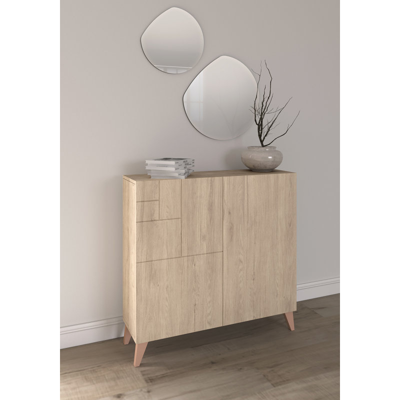 12 Pair Shoe Storage Cabinet, Light Oak/Rose