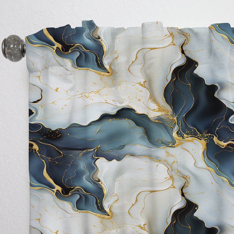 Gold Timeless Marble Classic Delights II - Glam Velvet Curtain - Room Darkening - 1 Panel, 52" W x 63" L