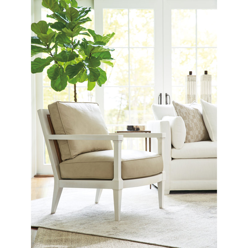 Barclay Butera Upholstery Armchair, White Genuine Leather, White
