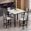 Table et chaises de salle à manger 5 pièces, 1 table à hauteur de comptoir et 4 tabourets de bar, ensemble de meubles de cuisine moderne, équipé de chaises rembourrées, table de salle à manger compacte avec une texture semblable au marbre, convient aux meubles de salon, de bar et de cuisine-136050201
