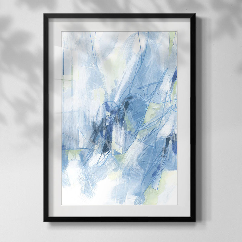 Marbre noir II, reproduction encadrée, Papier avec cadre noir, Blanc