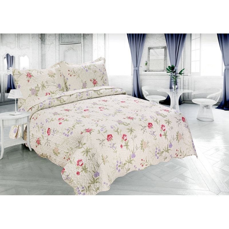 Ensemble de courtepointe réversible en microfibre Pinsonic, Courtepointe très grand + 2 taies décoratives