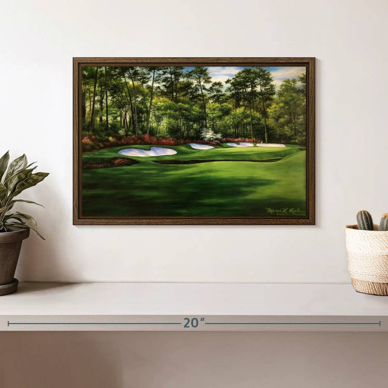Augusta National 13th Hole I, 13" X 9", Floating Frame Walnut