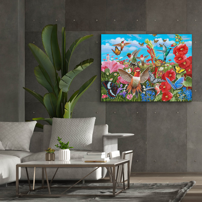 «Jardin de colibris» par William Vanderdasson, H 40 po x l 54 po x P 1,5 po